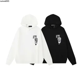 Mens hoodie American Street Style Designer Sweater Fashion Letter Print Crystal Ball Graffiti Pullover Cap Mindre Black and White Hoodies