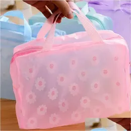 Sacos de armazenamento transparente impermeável pvc cosmético saco mticolour mulheres organizador para bolsa de maquiagem compressão viajar banho gota del dhqvb