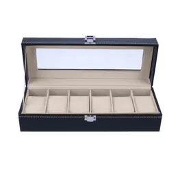 6 slots relógio de pulso caixa de exibição caixa de armazenamento de jóias organizador com capa caso jóias relógios display titular organizador278m