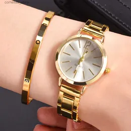 Outros relógios senhoras moda simples liga digital com pulseira de amor de quartzo 2pcs conjunto Y240316