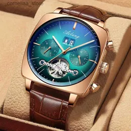 Andra klockor 2022ailang Famous Brand Montre Automatique Luxe Chronograph Square Large Dial Hollow Waterproof Mens Fashion ES Y240316