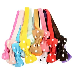 275 Polegada cores misturadas bebê glirs elástico headbands bolinhas gorgorão cauda de andorinha fita bowknot crianças acessórios para o cabelo a1552436222