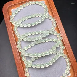 Link Bracelets 7mm Natural Prehnite 팔찌 여성 우아한 둥근 녹색 포도 돌 참 요가 가닥 뱅글 여성 보석 선물