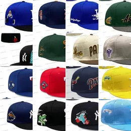 38 Colors Men's Baseball Fitted Hats Classic Royal Blue Red Color Angeles" Hip Hop Chicago Sport Full Closed patched Caps Chapeau Stitch SD Brown 25th 1969 Oc9-02