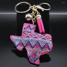 Keychains National Map Keychain For Women Men Keyring Gold Color Bohemian Colorful Key Ring Bag Accessories Fashion Jewelry Chaveiro