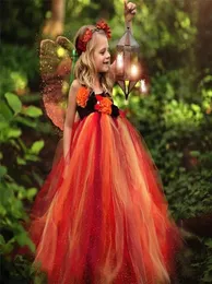 Abito da tutù con farfalla arancione per bambina Abito da ballo in tulle all'uncinetto per bambini con ali Abiti per costumi cosplay per feste di Halloween per bambini 215018300