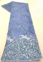 Ленточное небо голубое африканское сухое кружевные ткани 2021 Высококачественная нигерийская ткань с блестками французский для вечеринки12021344