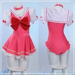 Women's Swimwear Kinomoto Sakura Sexy One-piece Swimsuit Game Card Captor Cosplay Come Anime Women Bikini Set Swimwear for Girls Sizes S-XLC24315