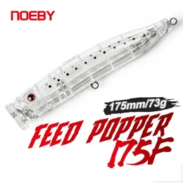 Noeby Popper Fishing Lure 175mm 73g 상단 물 사료 회전 Popper Wobbler 인공 하드 미끼 참치 참치 앰버 잭 낚시 루어 240306