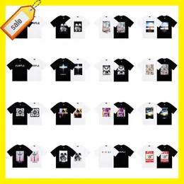 24s Trendy Brand Purple Micro Label Letter Pattern Printed Short Sleeved T-shirt for Men and Women American High Street Half