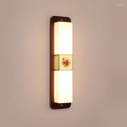 Wall Lamp All Copper Solid Wood Bedroom Bedside Simple Ugyen Living Room TV Cabinet Background E Lamps