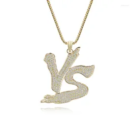 Pendant Necklaces Meirenpeizi Hip-hop Style Trend Letter Personality Rap Street Art 2024 Necklace Copper Zircon High-Quality Jewelry