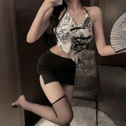 Seksi iç çamaşırı retro retro yarı saydam Cheongsam Suit Dantel Nakış Seksi erotik iç çamaşırı seks giyim cosplay iç çamaşırı 240307