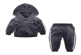 Kinderkleidung Jungen Mädchen Gold Samt Anzug Frühling Herbst Plus Baby Kind Warme Pullover Hosen Zwei Sätze 07 Jahre 447 Y21521780