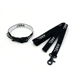 Hundhalsar Leases Black and White Pet Collar Designer Classic Letter Logo Traction Rope Set Walking Supplies 2pc Drop Delivery H DH7IZ