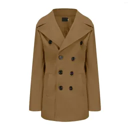 Men's Suits Men Long Cotton Coat 2024 Autumn Winter Wool Blend Pure Color Casual Business Fashion Slim Windbreaker Jacket Clothing