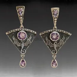 Dangle Chandelier Vintage Exaggerated Dragon Gothic Punk Metal Earrings Ethnic Faux Pink Stone Pendant Earrings Jewelry 24316