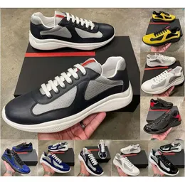 Designer Shoes Casual Shoes Prad 2024 Runner America Cup Sports Shoes Low Top Sneakers Men Rubber Sole Fabric Patent Leather Mens Wholesale Disco Sneakers size 38-46