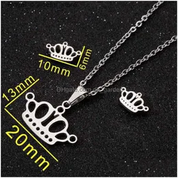 Conjuntos de jóias de casamento Brincos Colar Moda Aço Inoxidável Coroa Mulheres Ouro Animal Stud Jóias Conjuntos Para Meninas Drop Delivery Dhgarden Dhq4F Q240316