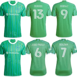 Seattle Sounders Soccer Jersey 24-25 Mężczyźni 10 de la Vega 9 Ruidiaz 18 Vargas 8 Atencio 5 Tolo 13 Morris 23 Chu 11 Rusnak 6 Joao Paulo 25 Zestawy do koszuli piłkarskiej Roldan 16 Roldan 16