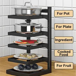 Hemma förvaring Kök Tillbehör Justerbar potten Rack Organizer Cabinet Storage Kök Organisator Pot Lid Rack Cookware Holders 240307