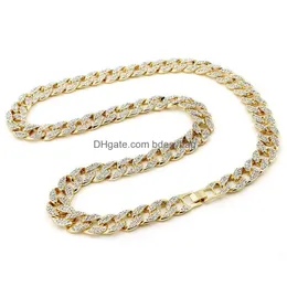 Pulseira colar moda banhado a ouro gelado fora 8 polegadas pulseiras 24 polegadas colar conjunto hip hop cadeia para mulheres homens festa clube jóias d dhglq