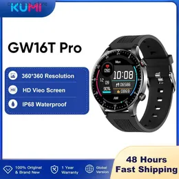 Inne zegarki Kumi GW16T Pro Full Touch Screen Men Men Es Smart Heart Monitor IP68 Waterproof Woman Smart Y240316