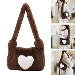 Borse per la spesa Versatile borsa a tracolla per ascella Fluffys, borsa in peluche con motivo a cuore