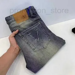 Jeans da uomo Designer di lusso jeans viola marca Moda Uomo Distressed Strappato Bikers Donna Denim cargo Uomo Pantaloni neri molto buono O9X2