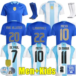 2024 Argentina Soccer Jerseys 3 Stars Fans Fecy Version 2324 Dybala Martinez Maradona de Paul Football Shirt 24 25 New Men Kids Messis يضعون الزي الرسمي دي ماريا