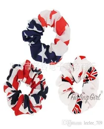 Women Girls Us Independence Day July 4th Chiffon Elastic Ring Hair Ties Accessories Ponytail Holder Hairbands Rubber Band Scrunchi7231202