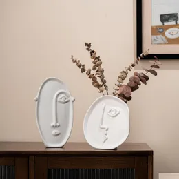 Wazony Zestaw wazonu 2 Biała nowoczesna głowa ceramiczna posąg ludzki dekoracje Scpture Ognianie dekoracja w połowie wiek upuszczona dostawa home garde dhjrk