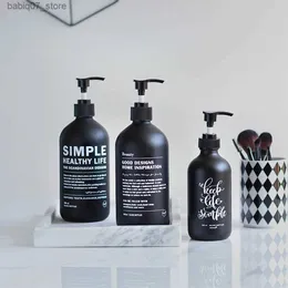 Shampoo-Conditioner Mattschwarze Glas-Shampoo-Flasche Badezimmer-Seifenspender Conditioner Händedesinfektionsmittel Ersatz kleine Flasche 250 ml 500 ml Q240316