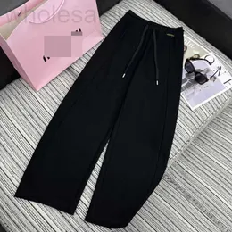 Women's Pants Capris Designer Korean version av sportbyxor för kvinnor i tidigt vår Nytt elastiskt band med midjeband slipsar upp raka ben casual byxor 7esd
