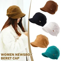 Berets 2024 Women Sboy Cabbie Beret Cap Plush And Thick Toe Vintage Casual Leisure Caps Hat Winter Painter Autu T3I9