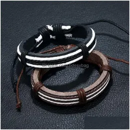 Charmarmband olika stil enkel flätat rep handgjorda läder charmarmband armband för kvinnor män fest klubb smycken dropp del dho3r