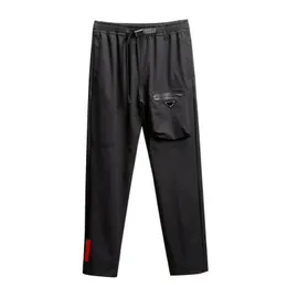 Homem calças casuais joggers esportes trouse bottoms bordado budge poacket cordão ajustar outwears capris faixa calça asiática M-3XL