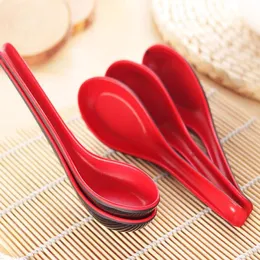 Hela 500st Red Black Color Home Flatware Japanese Plastic Bowl Soup Porridge Spoon 5531477