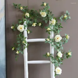 Decorative Flowers Artificial Living Room Decoration Silk Ruyi Roses Vines Fake Flower Balcony Simulation White Rose Vine