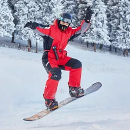 戦車30度男性雪ジャンプスーツ冬の男スキーオーバーオールフリース女性スノーボード服温かい防水性男性のスノースーツ