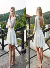 2019 New Short a Line Lace Summer Wedding Dresses Cheap V Neck Vackless Longless Wedding Bridal Gowns8888182