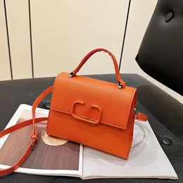 Designer-Tasche, die Einkaufstasche für Damen, einfarbig, modisch, eine Schulter, abnehmbarer Riemen, Kalbsleder-Umhängetasche, Umhängetasche, orangefarbene Tasche