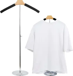 Justerbar T -shirt Display Stand - Portable Black Metal Clothes Hanger Rack för skjortor, rockar