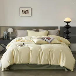 Conjuntos de cama 2024 algodão de fibra longa de quatro peças roupa de cama est cor simples estilo nórdico moda rosa amarelo cinza