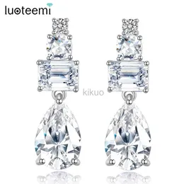 Dangle Chandelier Luoteemi Clear Cubic Zirconia wdzięczny kolczyka wisiorek wodny golenia elegancka biżuteria do panny młodej sukienki ślubne akcesorium 24316