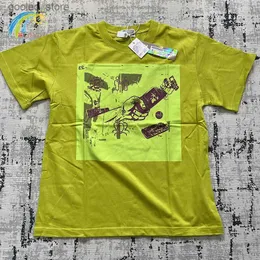 Men's T-Shirts 2023 New Fluorescent Green Vintage Washed Batik Cav Empt C.E T-Shirt Men Women 100% Cotton Mobile Phone Printing Cavempt Tee Q240316