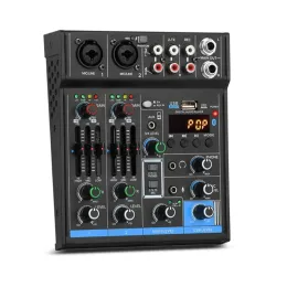 Tillbehör Professional Audio Mixe Sound Board Console 4Channel Digital USB Bluetooth DJ Controller 48V Power for Stage Band Hom