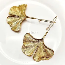Lampadario pendente color oro Dangel metallo orecchini foglia di ginkgo per le donne 2024 Bohemian grande grande ciondolo in lega regalo donna 24316