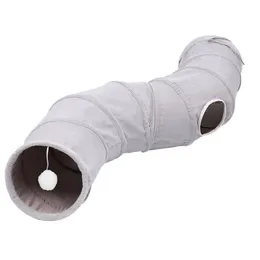 Giocattoli per gatti Tunnel Toy 1.24M Divertente Pet 3 fori Tubi da gioco Palline Pieghevole Piega Gattino Cucciolo Coniglio Cane Consegna a goccia Giardino di casa Su Dhjvz