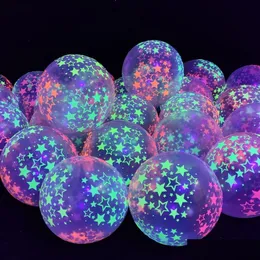 ديكور الحفلات 10pcs/lot 12inch UV Neon Glow Balloons Star Fluorescent Luminous Helium Blacklight Decord Supplies Dr Dhx1l